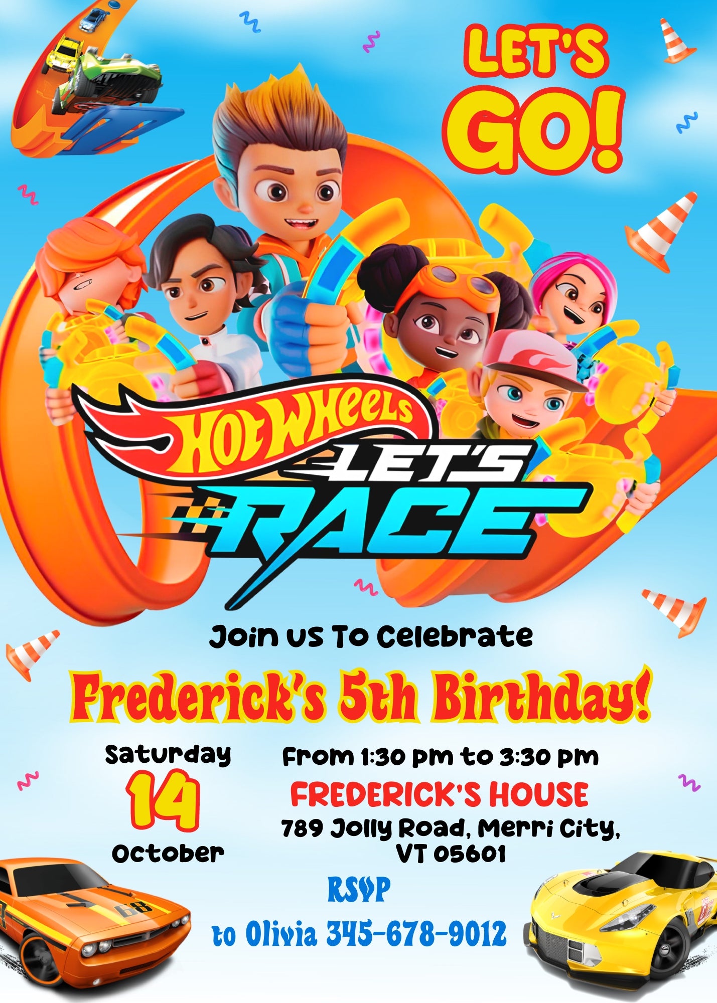 Hot Wheels Let's Race customizable invitation template | Share or Print | boy | LG344