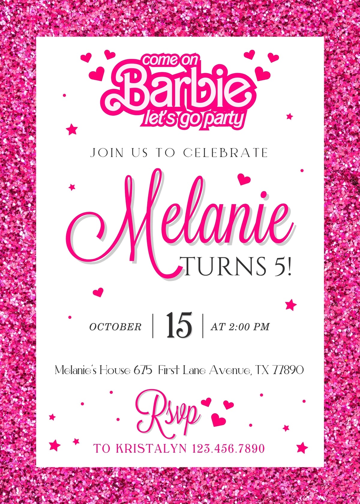 Barbie Pink customizable invitation template | Share or Print | girl | DA724