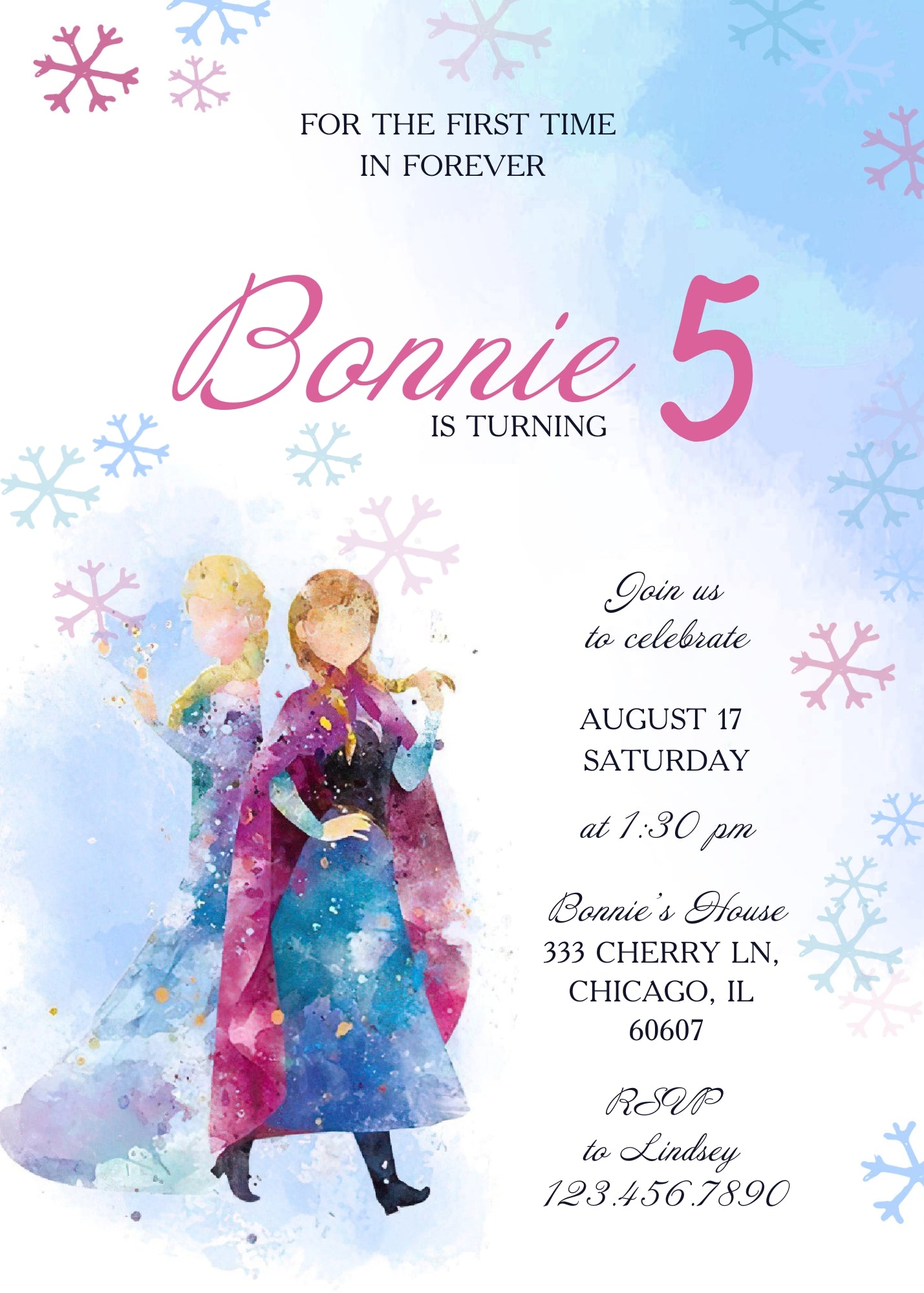 Frozen Elsa customizable invitation template | Share or Print | girl | TI233