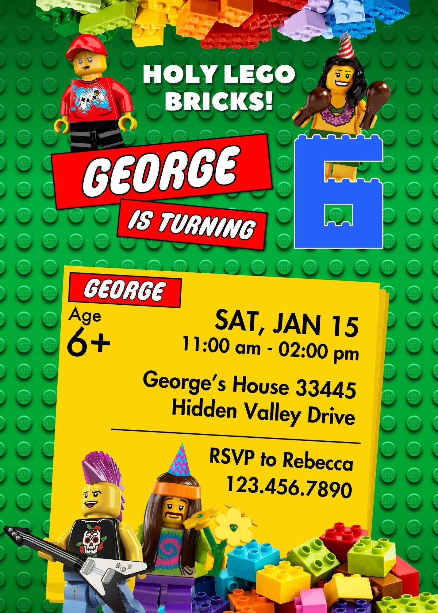 Lego Minifigures customizable invitation template | Share or Print | YJ300