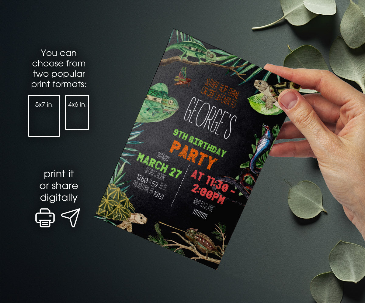 Reptile Lizard Snake customizable invitation template | Share or Print | JL025