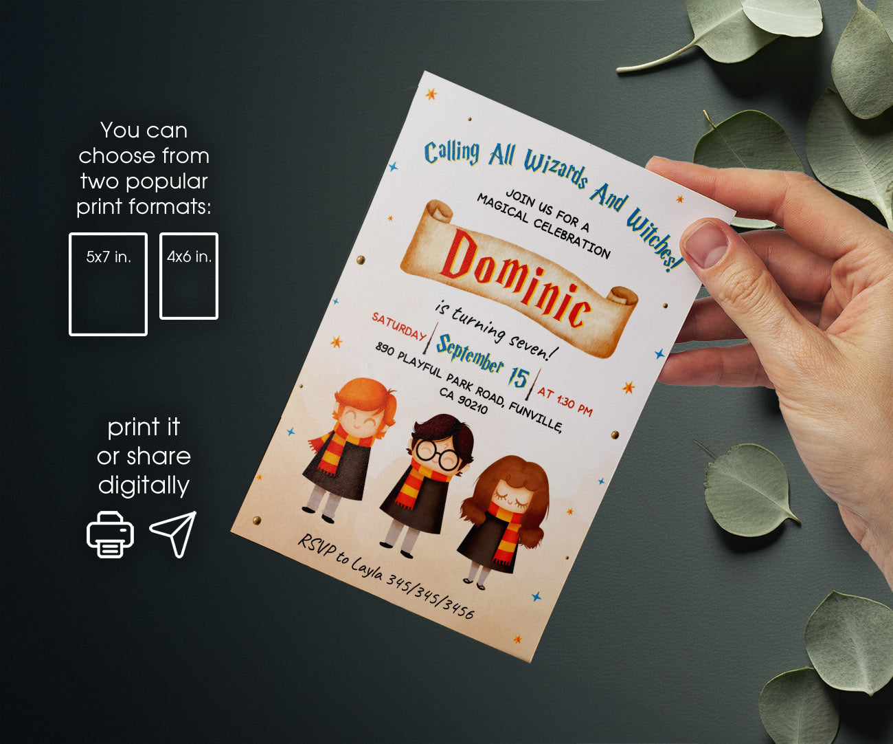 Harry Potter customizable invitation template | Share or Print | EU927