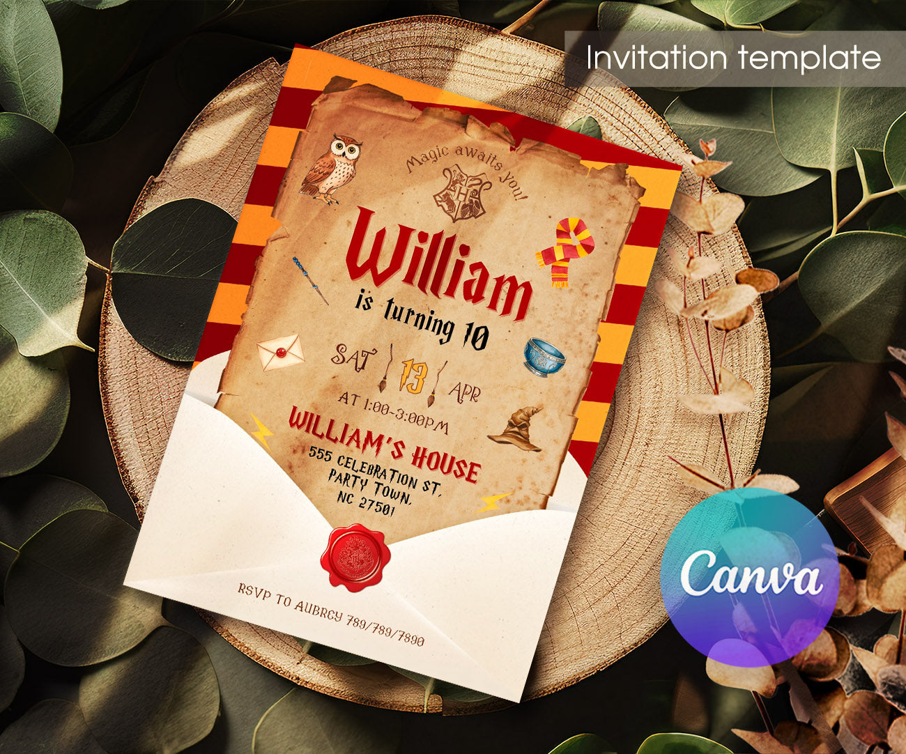 Harry Potter customizable invitation template | Share or Print | XR883