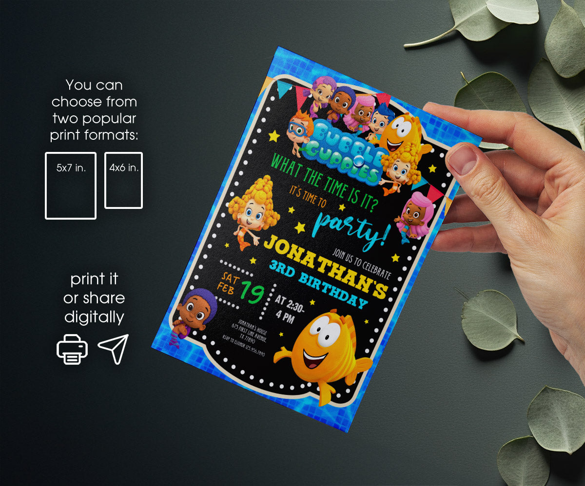 Bubble Guppies customizable invitation template | Share or Print | EJ196