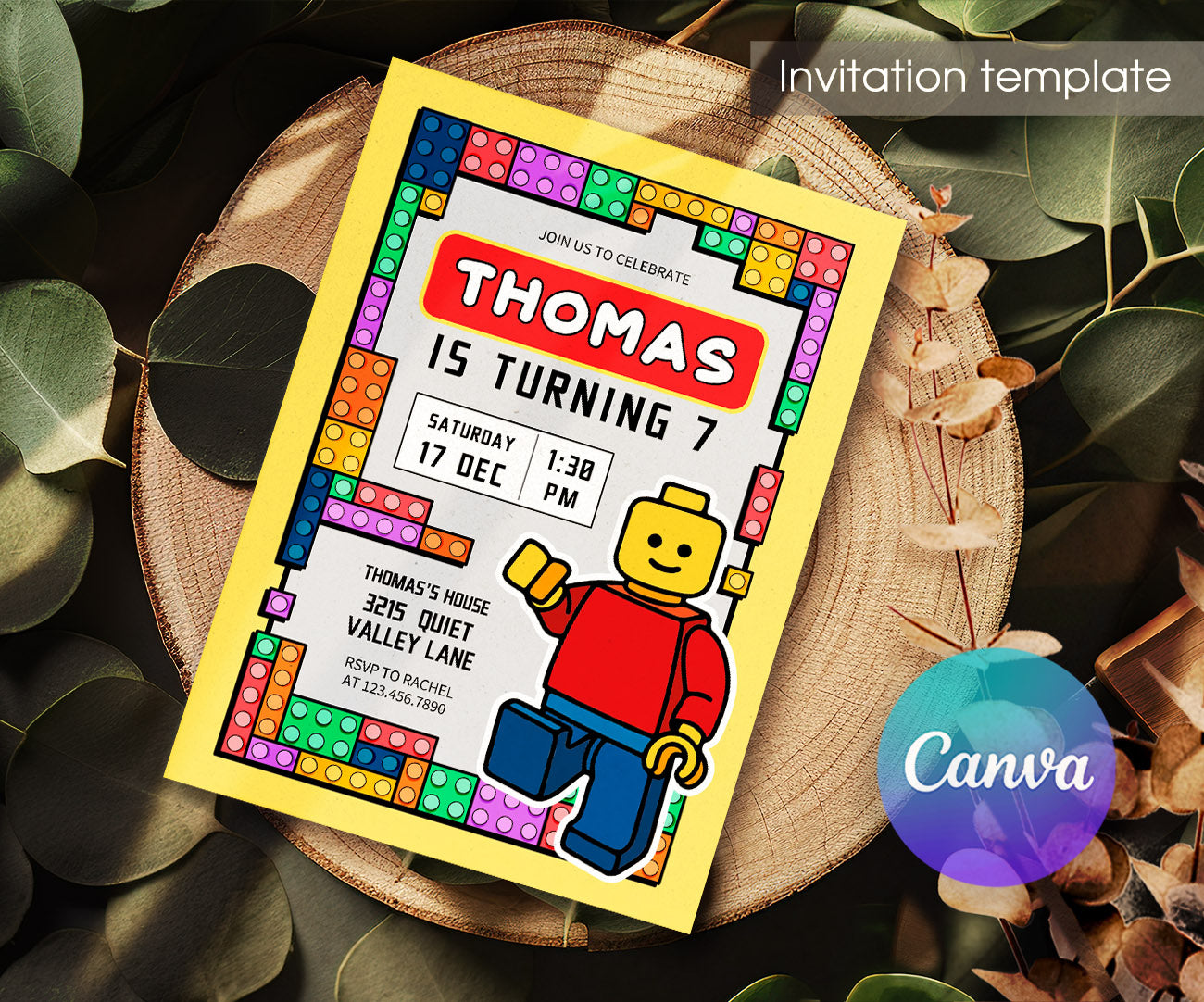 Lego Minifigures customizable invitation template | Share or Print | NH016