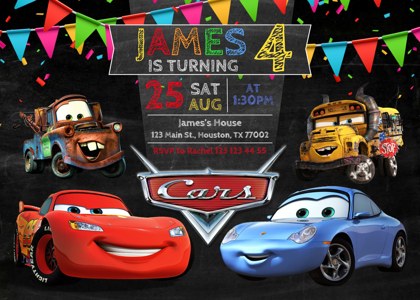 Cars Lightning McQueen customizable invitation template | Share or Print | boy | GX595
