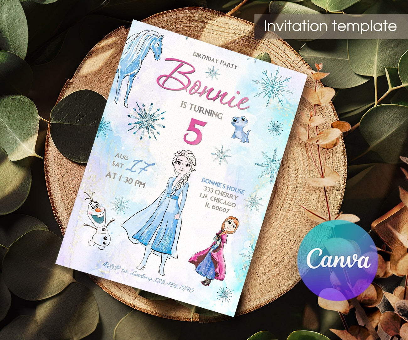 Frozen Elsa customizable invitation template | Share or Print | girl | VT660