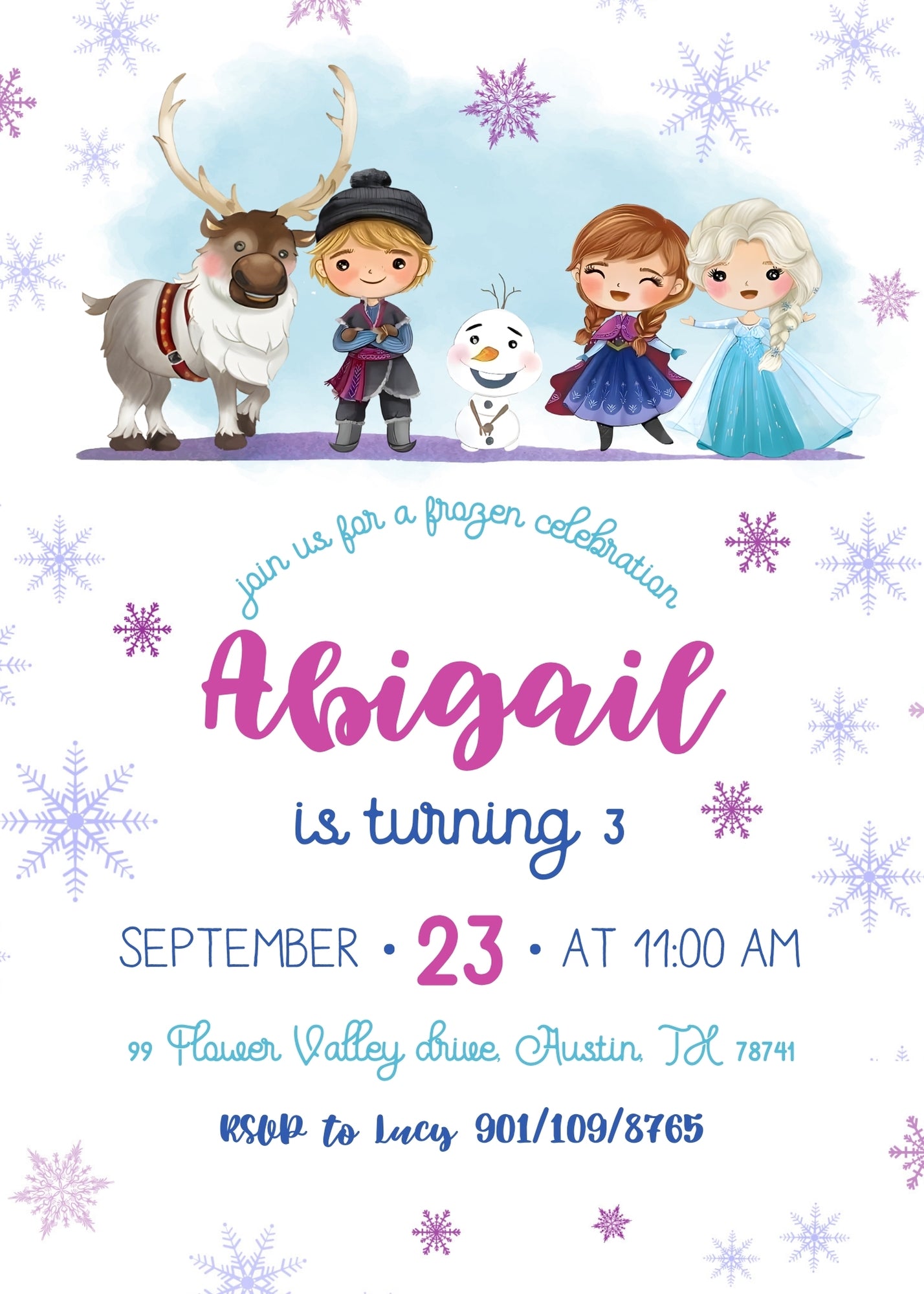 Frozen Elsa customizable invitation template | Share or Print | girl | CY994
