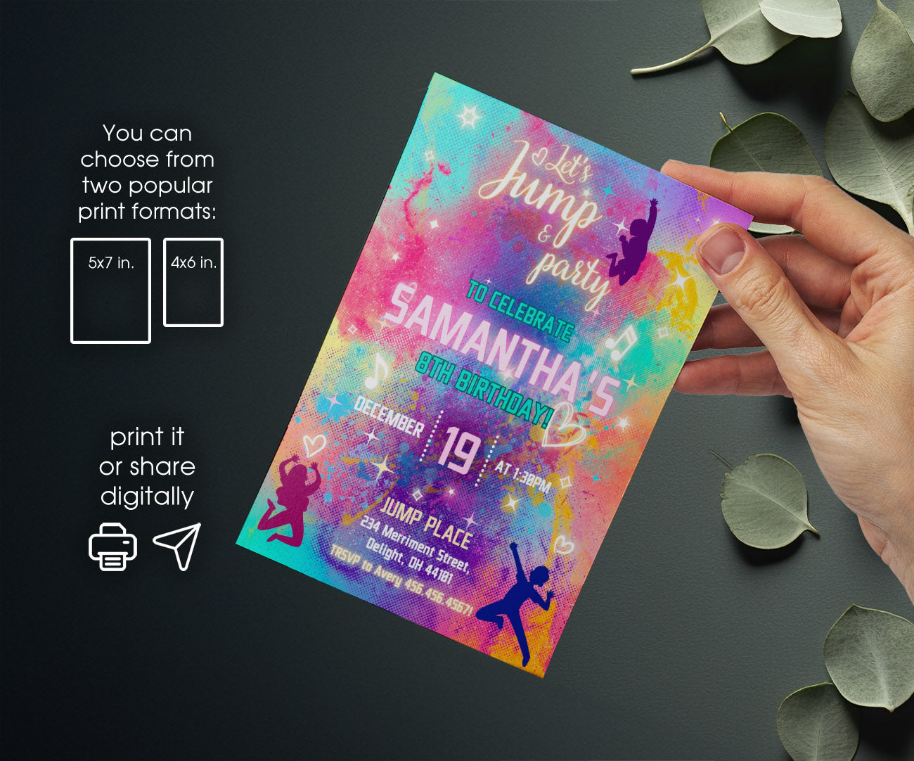 Trampoline Jump Party customizable invitation template | Share or Print | IZ695