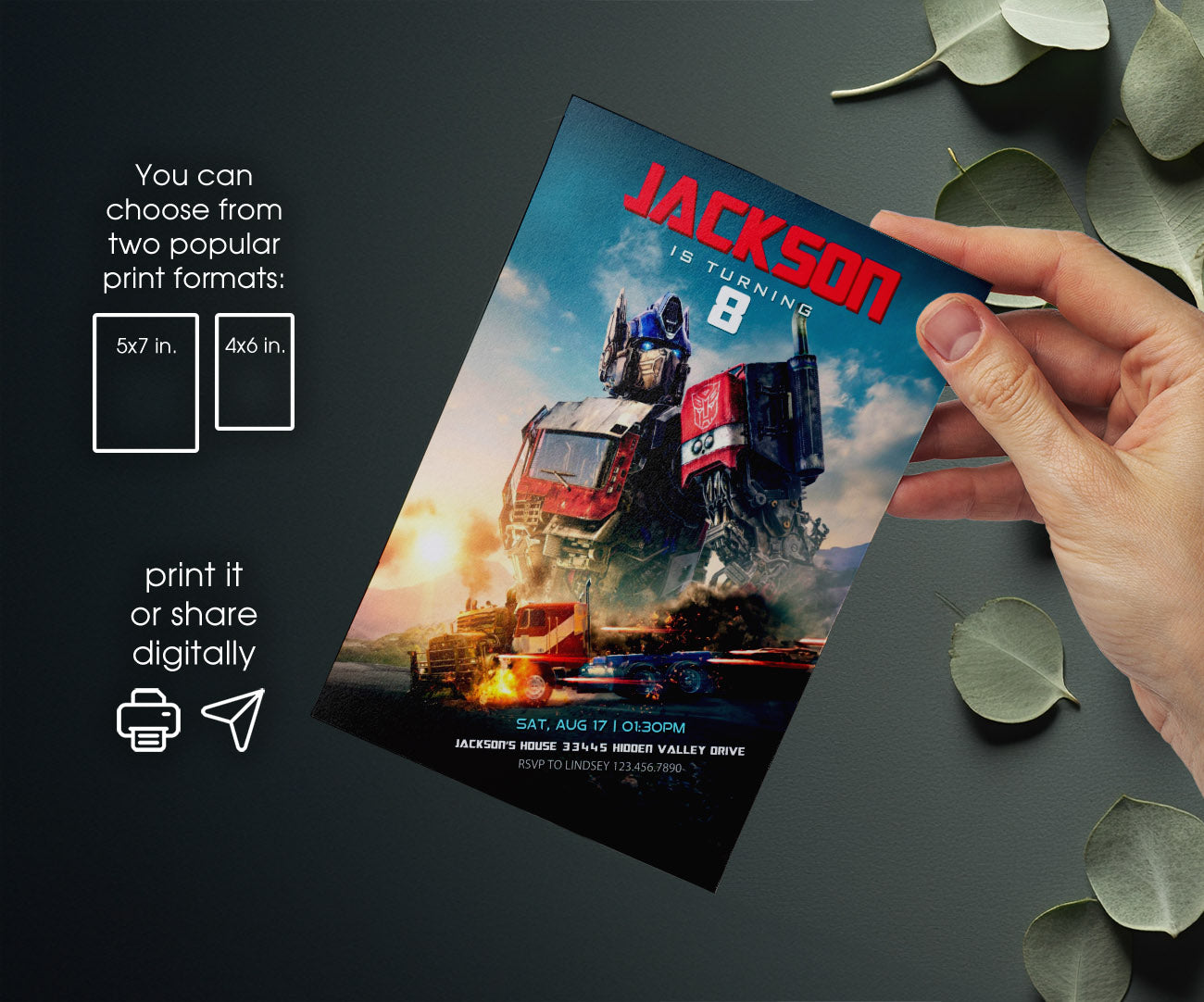 Transformers Rescue Bots customizable invitation template | Share or Print | boy | EQ763