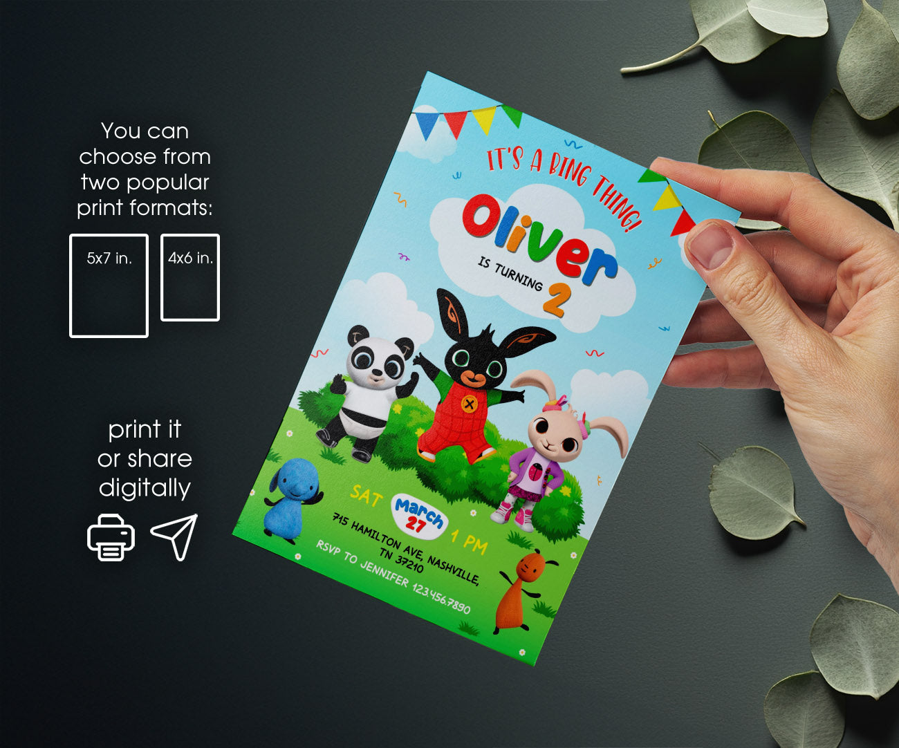 Bing Bunny customizable invitation template | Share or Print | YV824