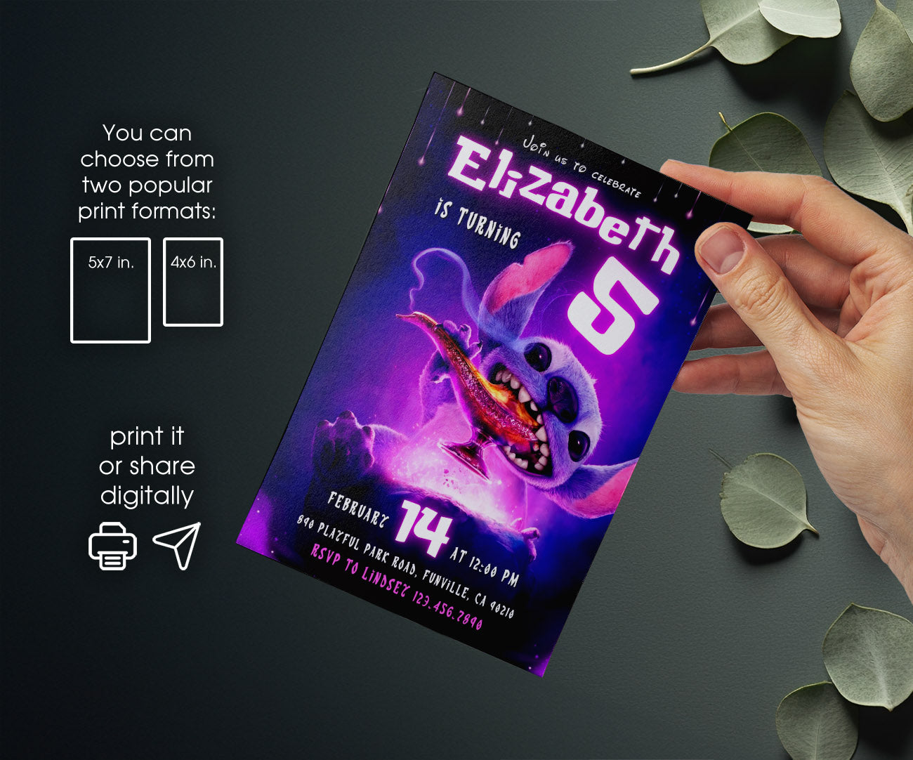 Lilo & Stitch Aloha customizable invitation template | Share or Print | ZV794