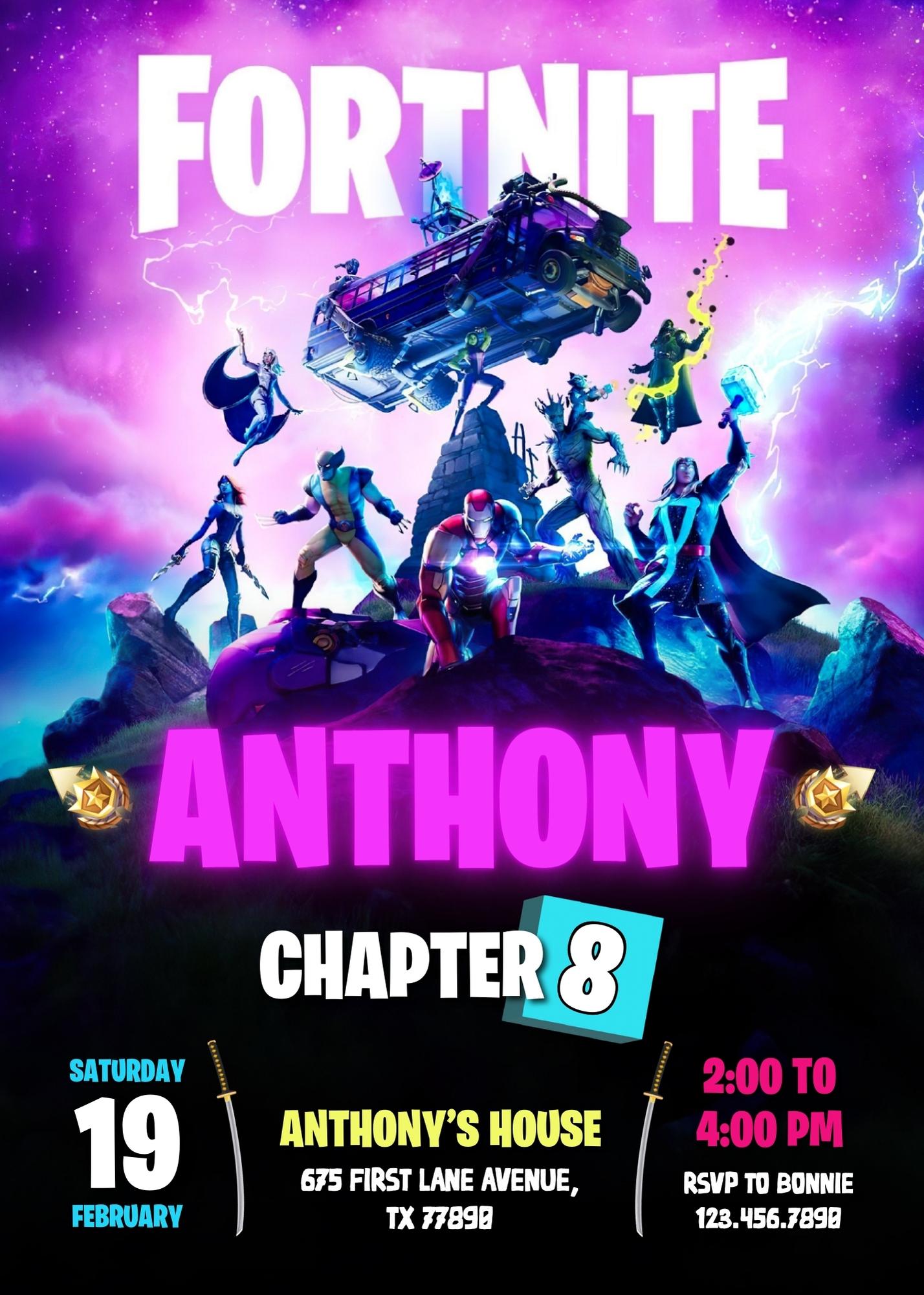 Fortnite Gamer customizable invitation template | Share or Print | boy | HC462