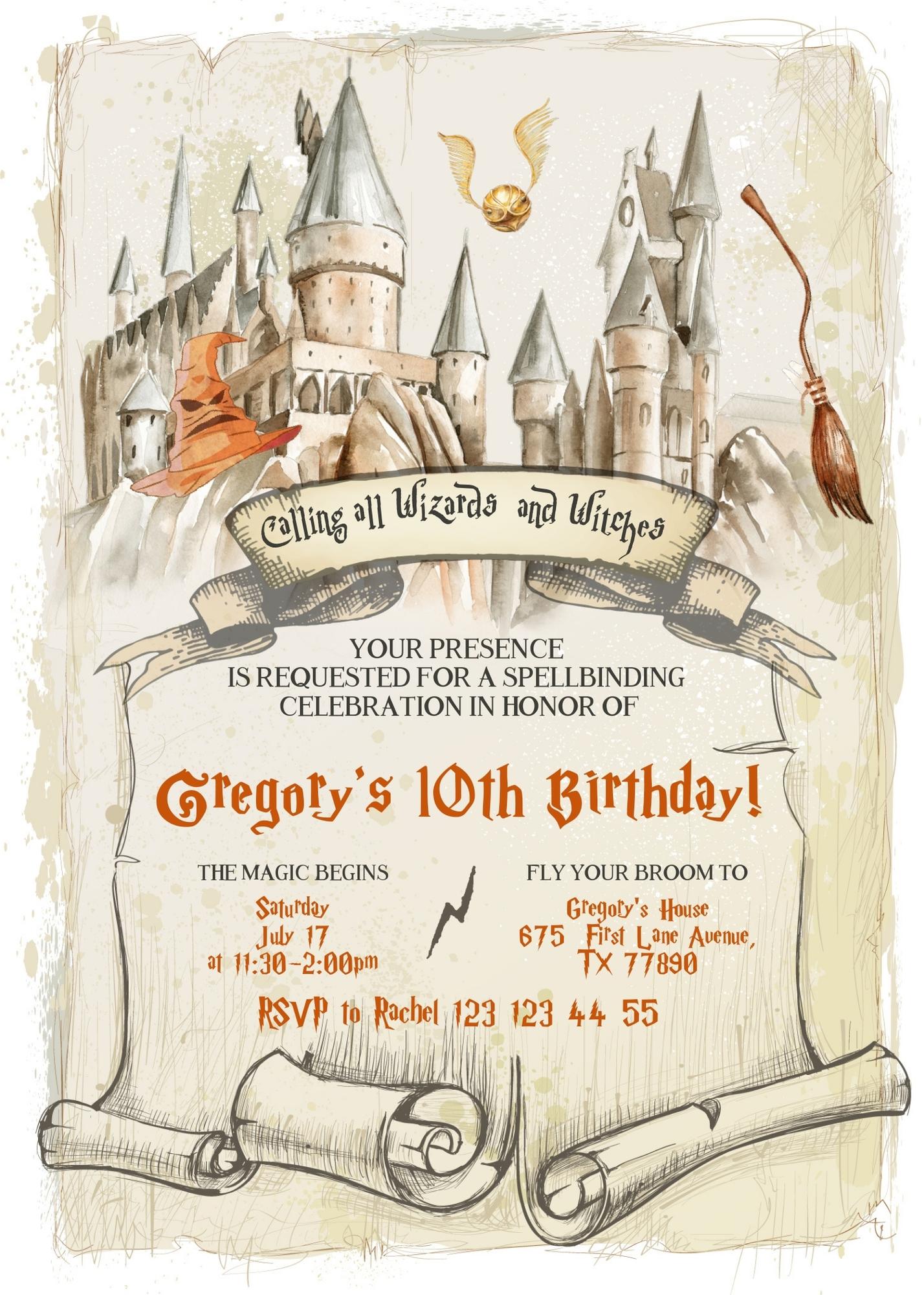 Harry Potter customizable invitation template | Share or Print | FO480