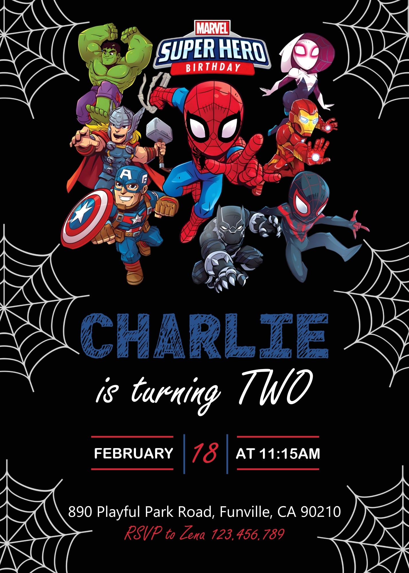 Spidey and His Amazing Friends customizable invitation template | Share or Print | boy | KT245