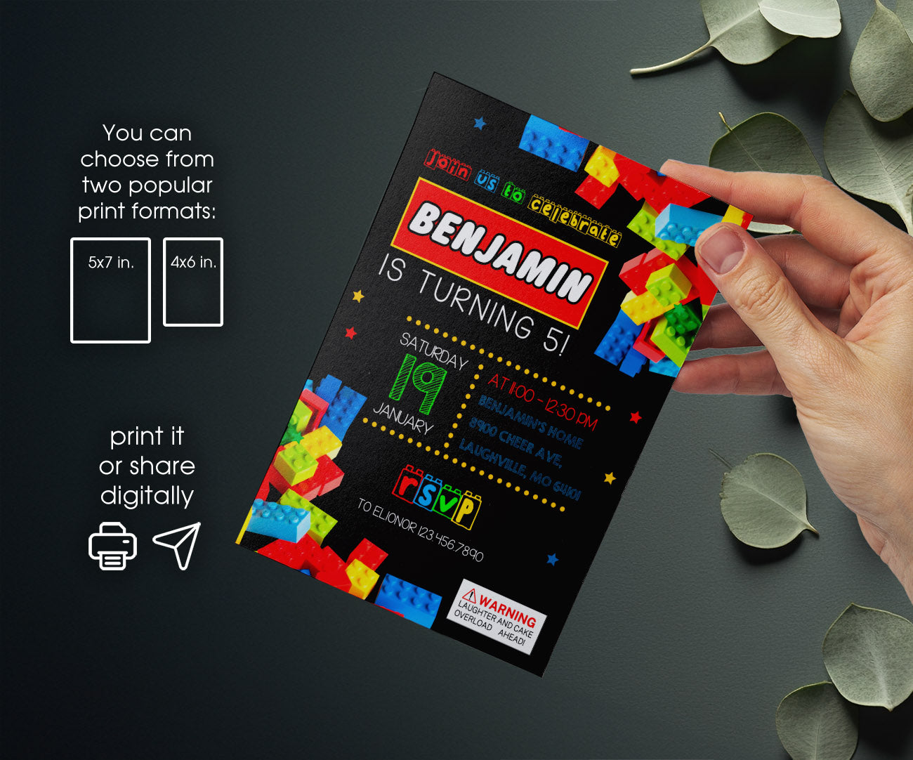 Lego customizable invitation template | Share or Print | NC052