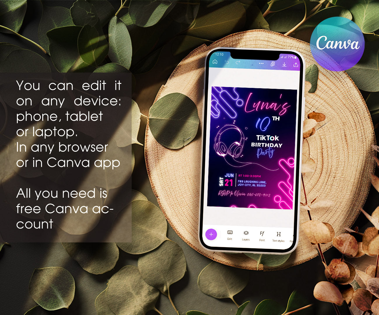 Tik Tok Party customizable invitation template | Share or Print | VE094