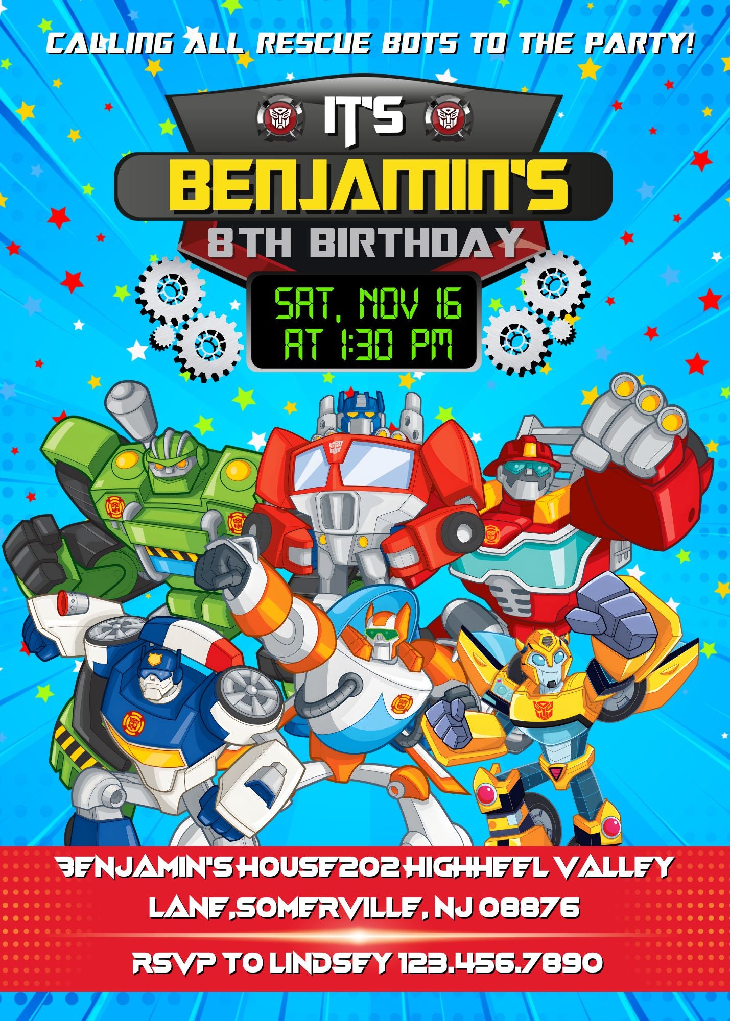 Transformers Rescue Bots customizable invitation template | Share or Print | boy | MF664