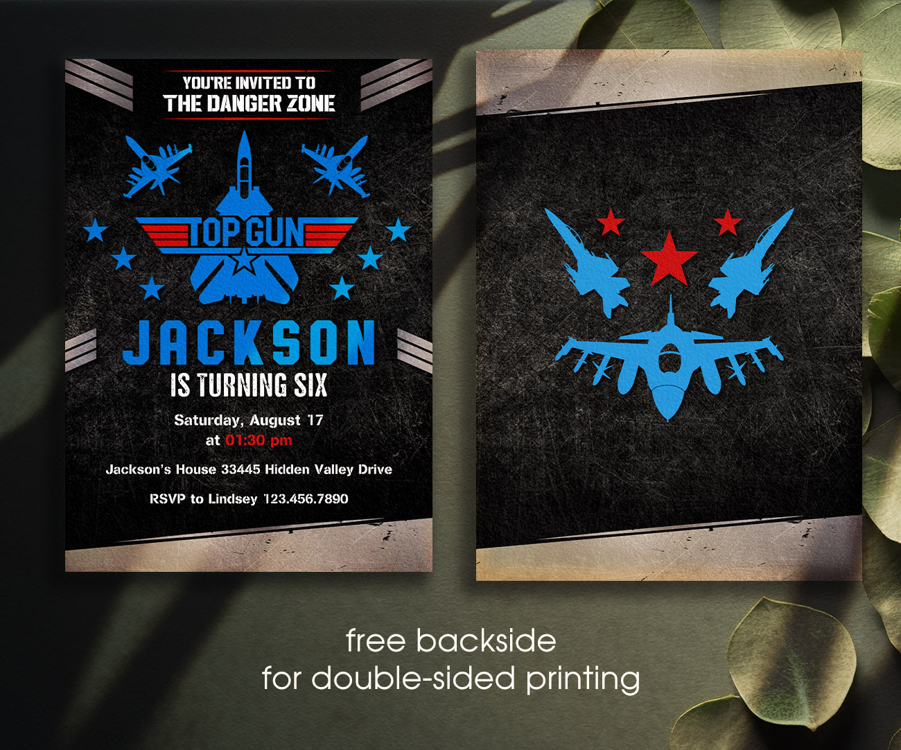 Top Gun Maverick Jet Fighter customizable invitation template | Share or Print | boy | MA270