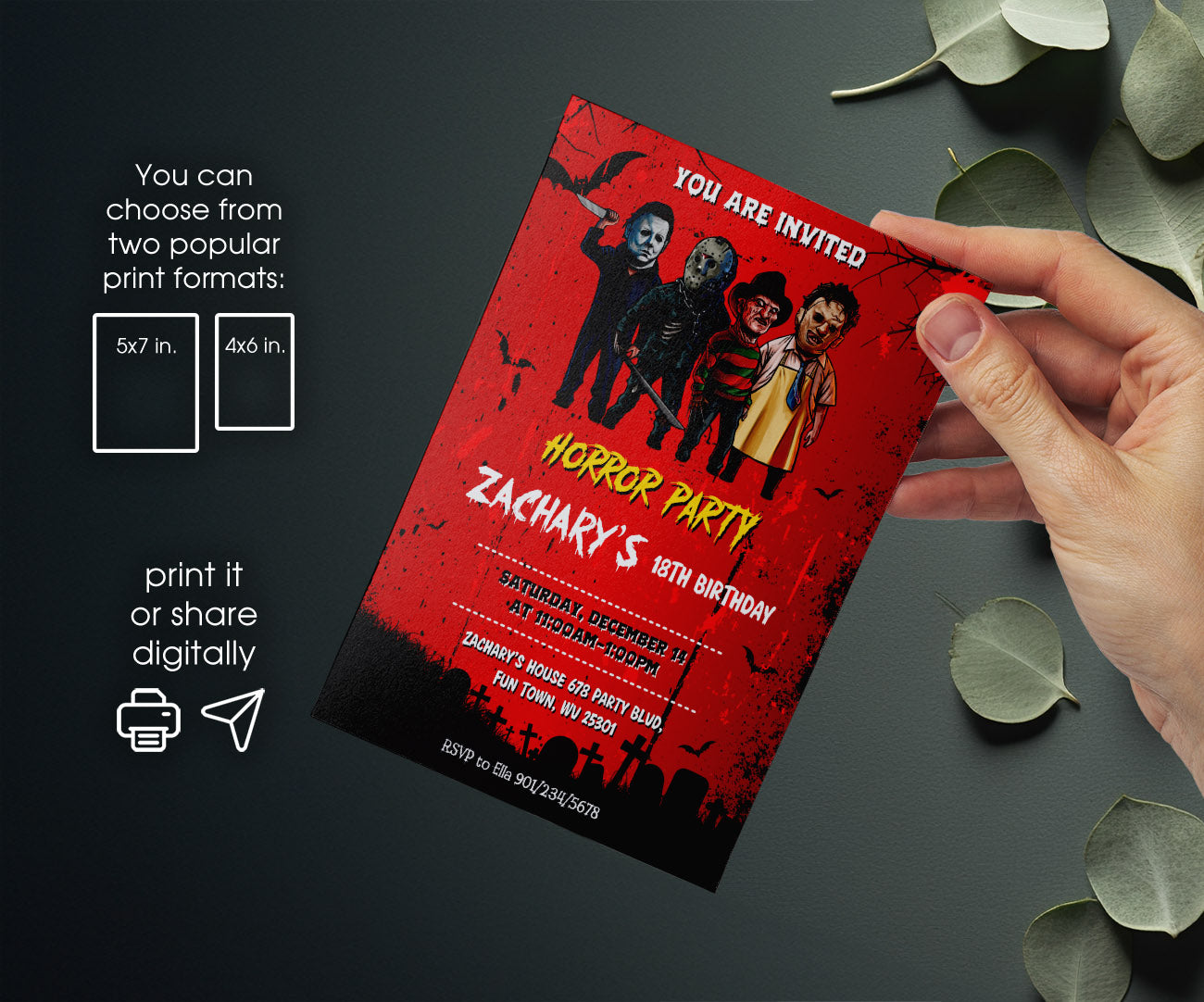 Horror Killer Movie Party customizable invitation template | Share or Print | SK326