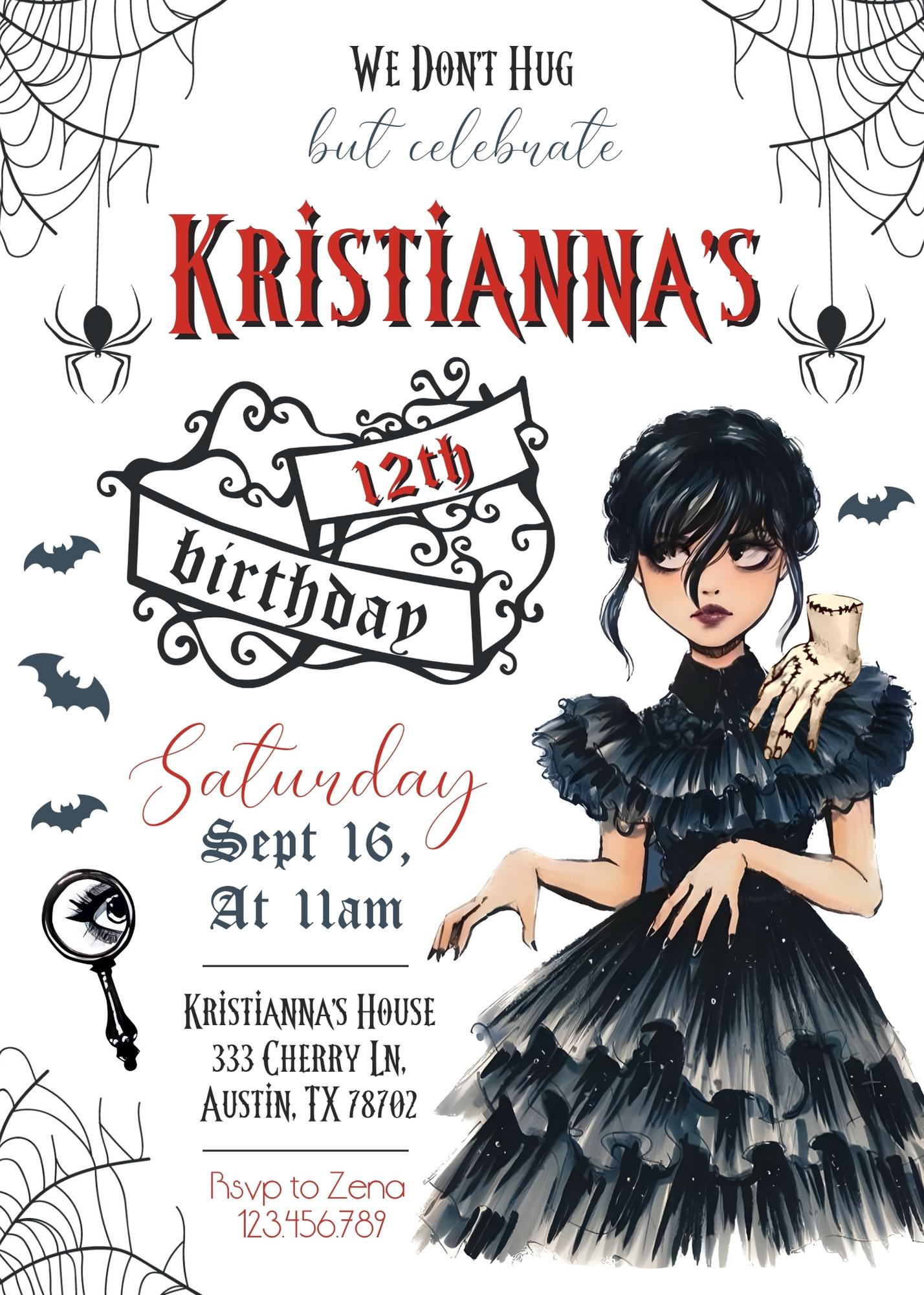 Wednesday Addams customizable invitation template | Share or Print | girl | YD702