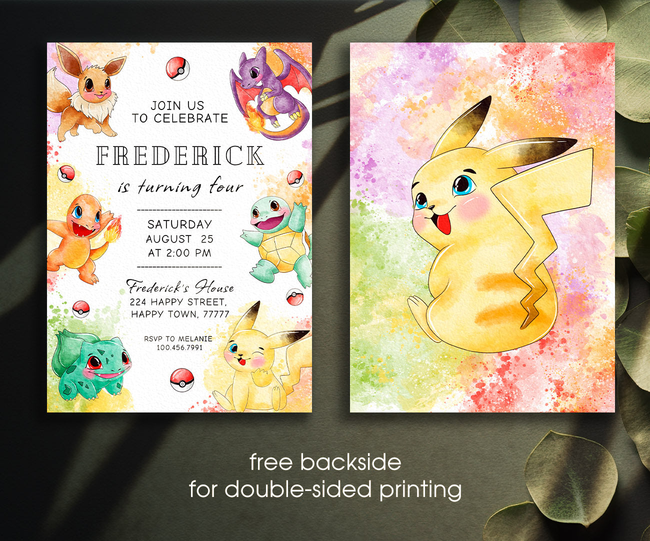 Pokemon Pikachu customizable invitation template | Share or Print | XD645