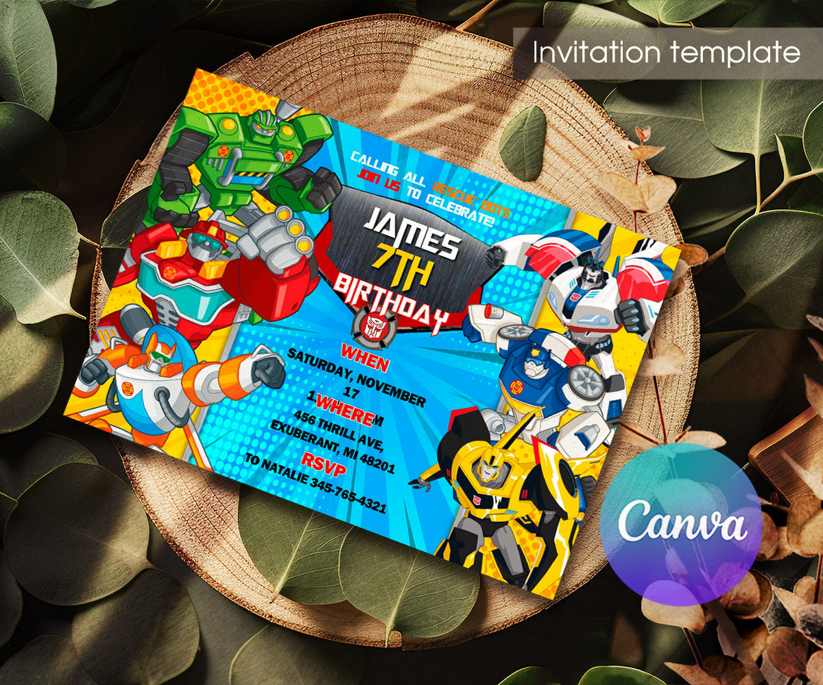 Transformers Rescue Bots customizable invitation template | Share or Print | boy | QQ503