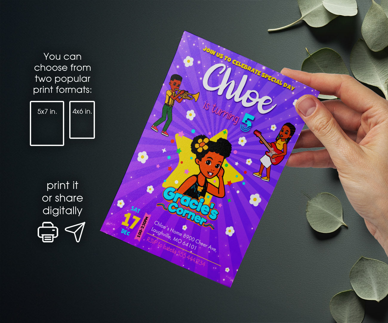 Gracie's Corner Music customizable invitation template | Share or Print | girl | YK692