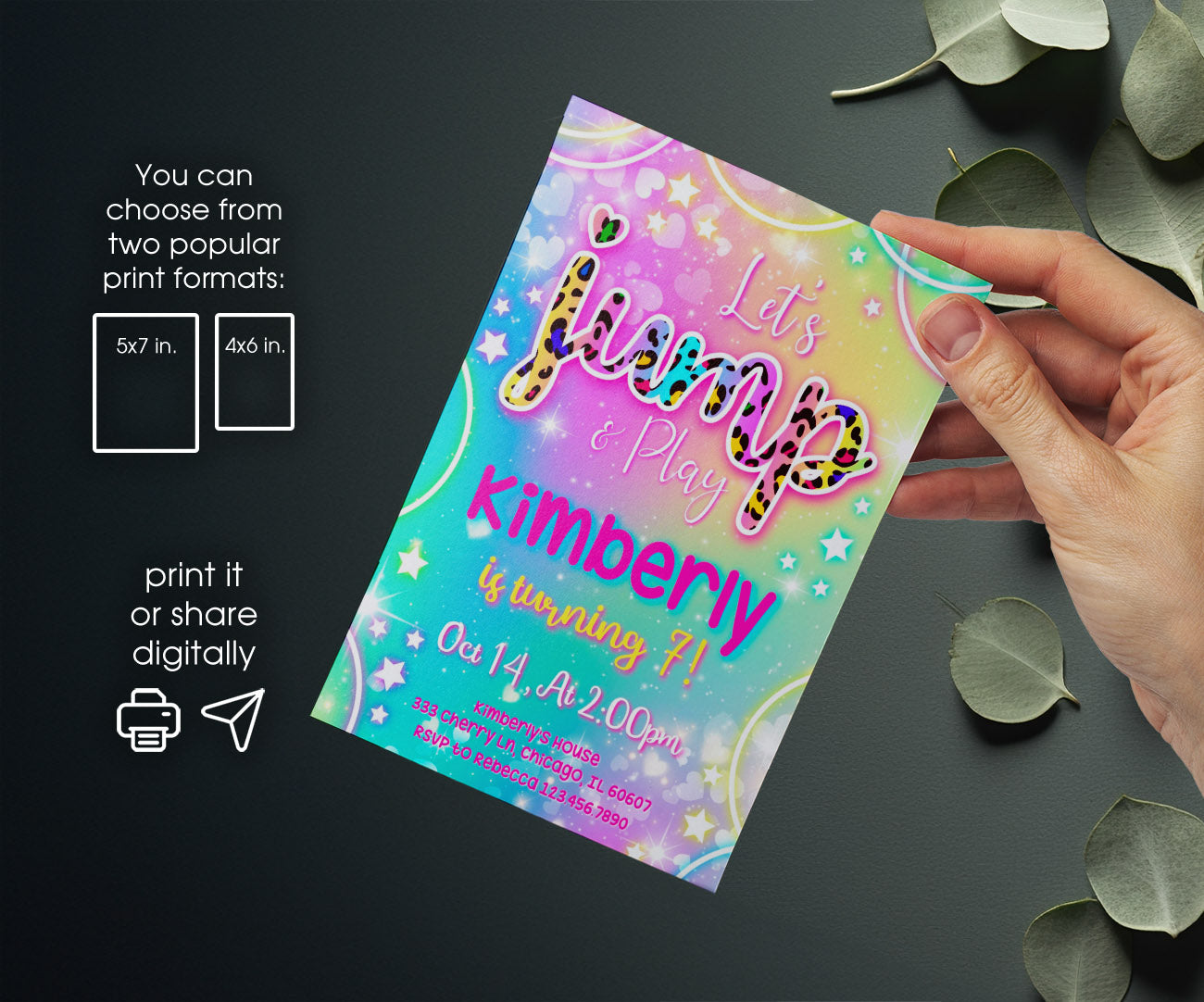 Trampoline Jump Party customizable invitation template | Share or Print | QF269