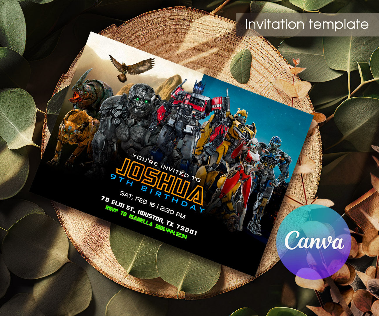 Transformers Rescue Bots customizable invitation template | Share or Print | boy | TP309