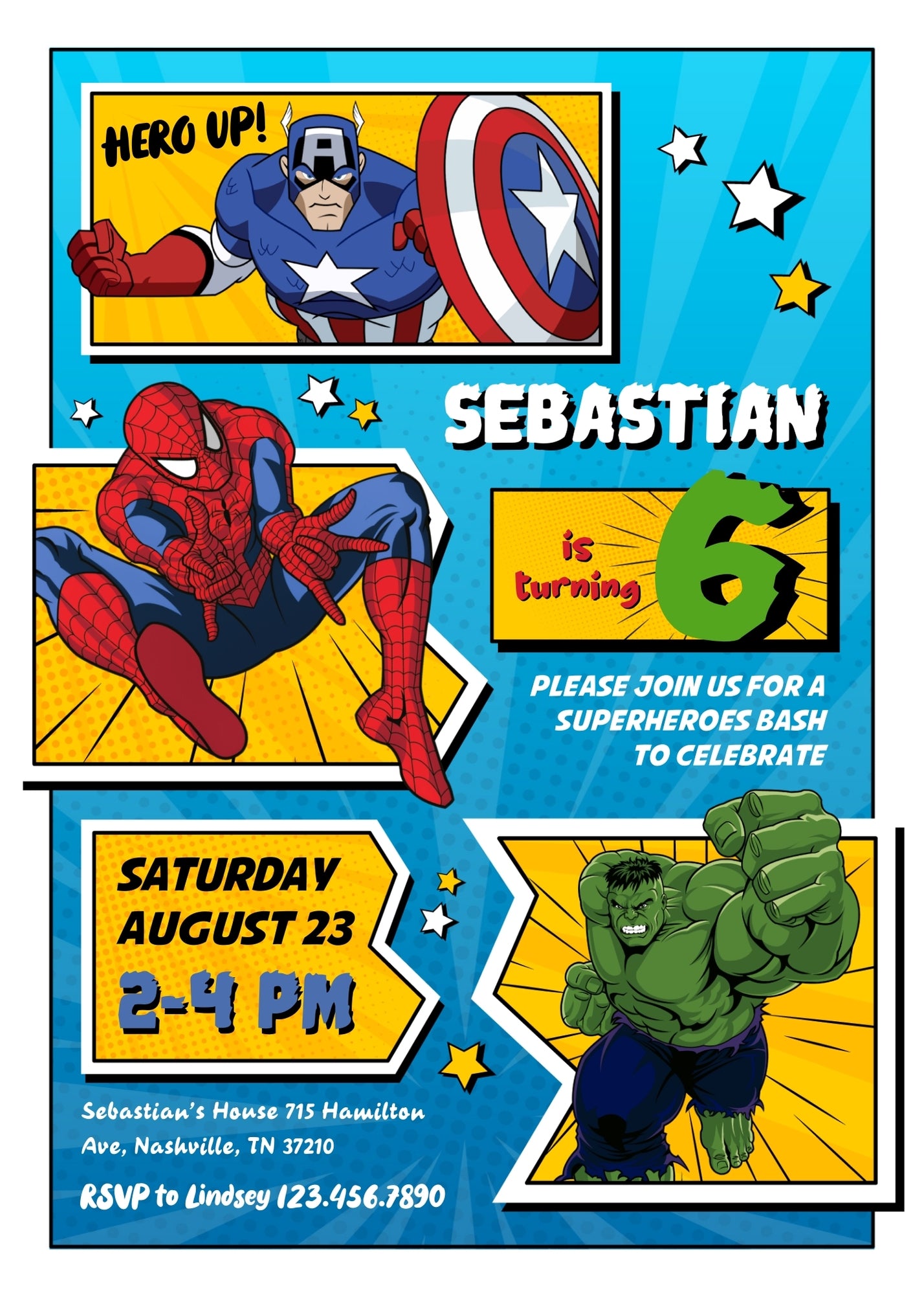 Avengers Marvel Superhero customizable invitation template | Share or Print | boy | IA253