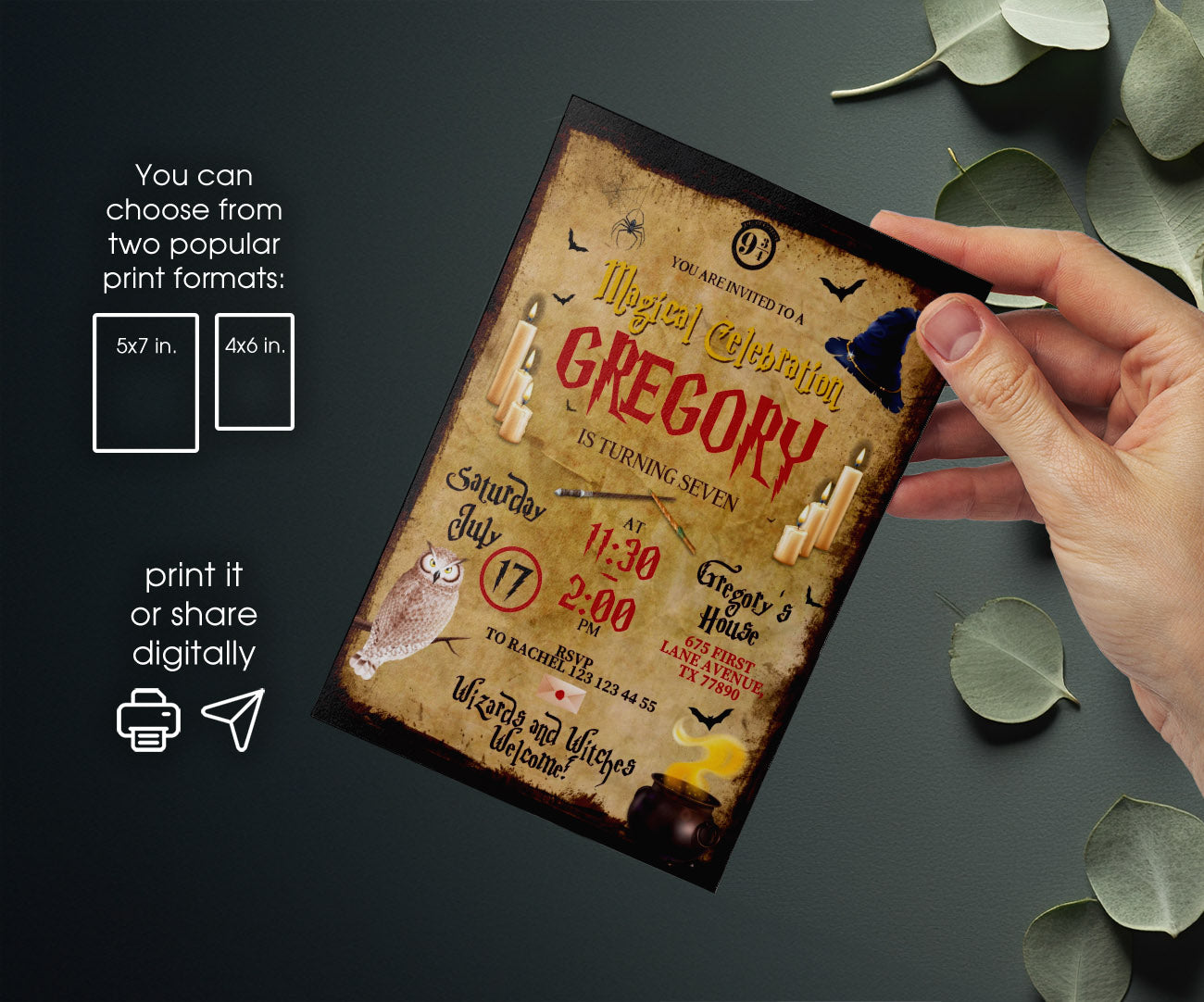 Harry Potter customizable invitation template | Share or Print | UQ203