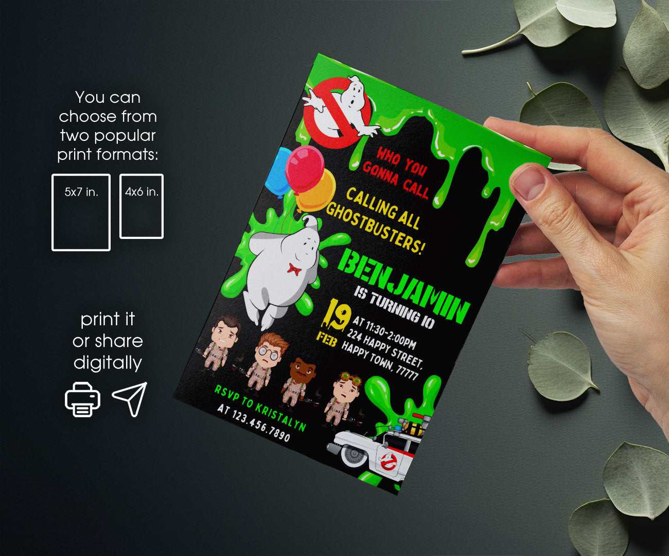 Ghostbusters customizable invitation template | Share or Print | PI124