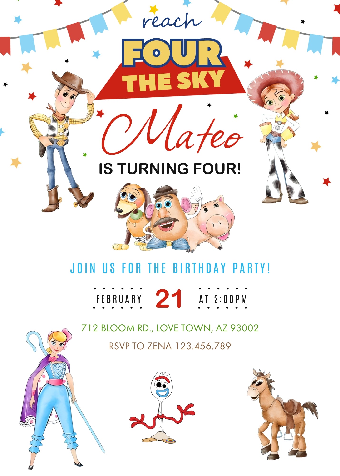 Toy Story Woody customizable invitation template | Share or Print | GO709