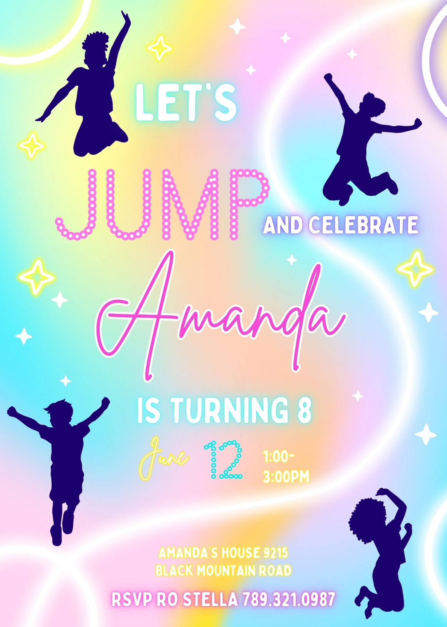 Trampoline Jump Party customizable invitation template | Share or Print | YL984