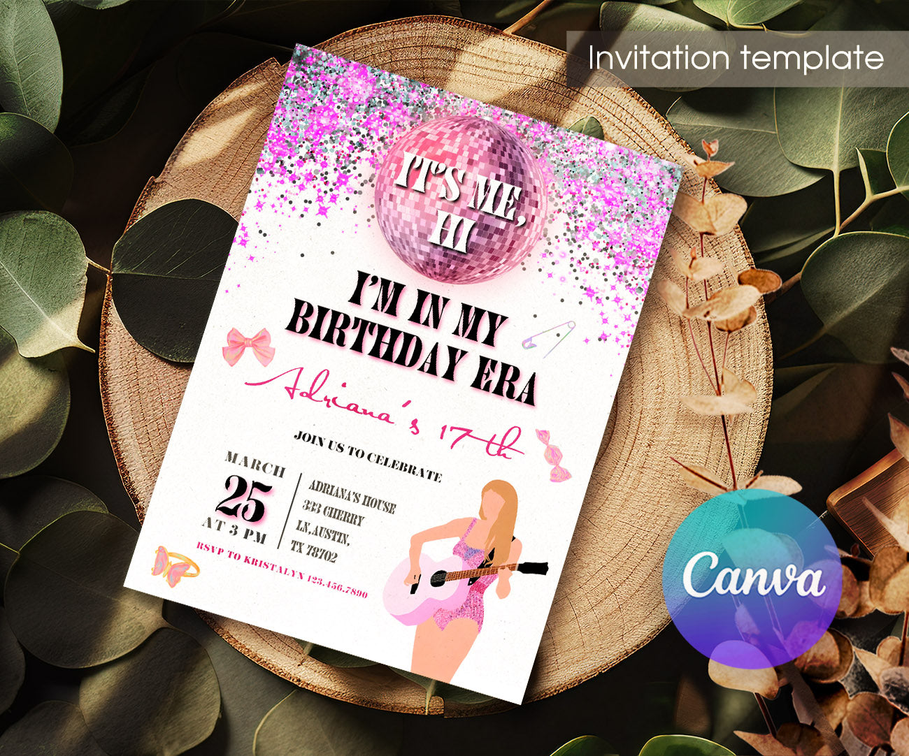 Taylor Swift Eras Tour customizable invitation template | Share or Print | girl | FU400