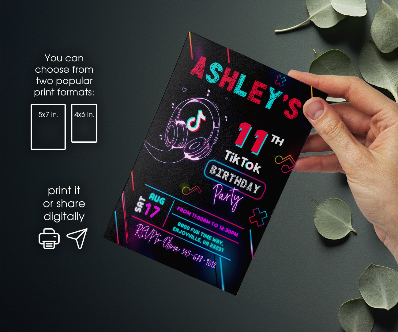 Tik Tok Party customizable invitation template | Share or Print | MR701