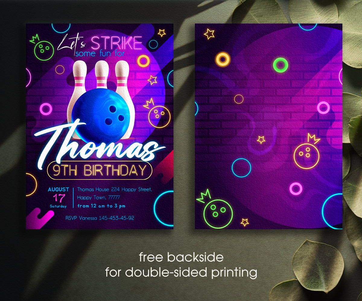 Bowling Strike Up customizable invitation template | Share or Print | DD958