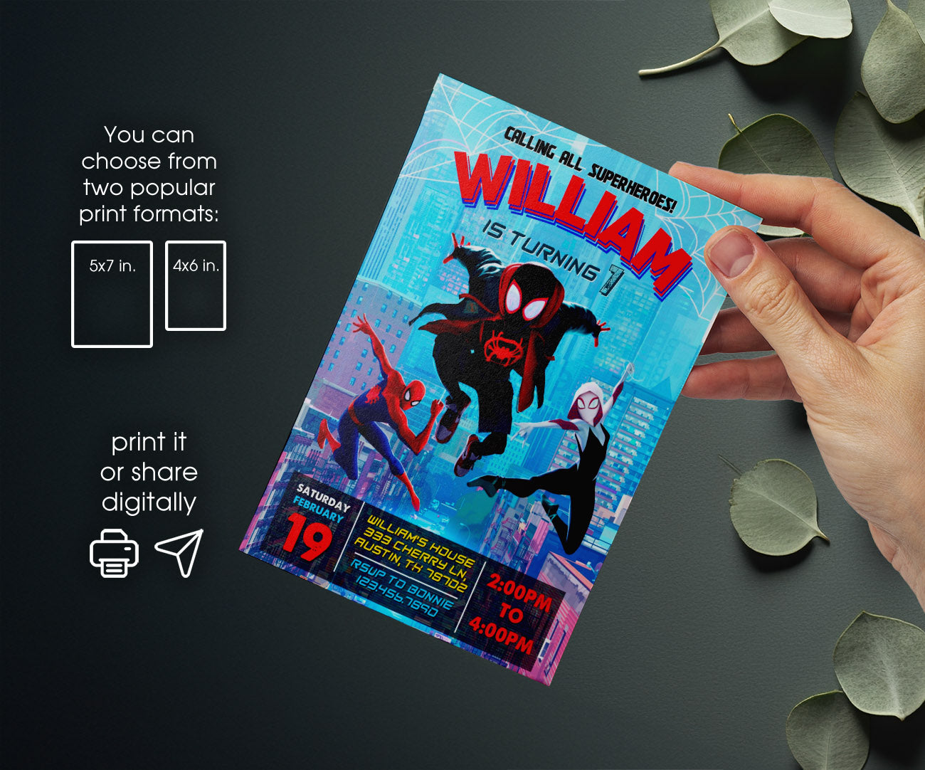 Spider Man Across the Spider-Verse customizable invitation template | Share or Print | boy | ES151