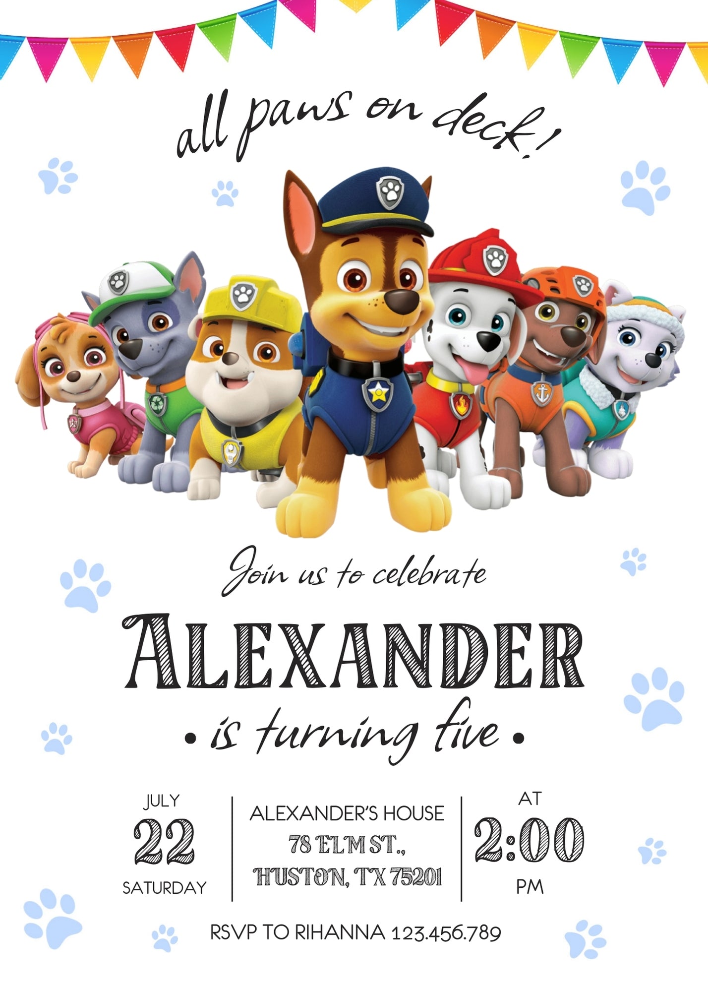 PAW Patrol customizable invitation template | Share or Print | SN149