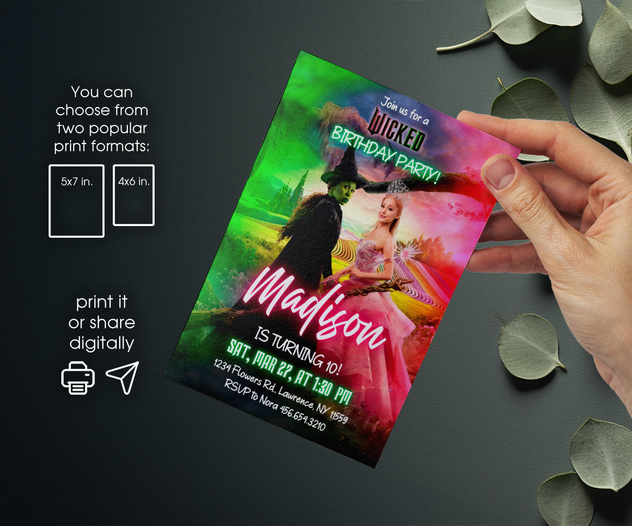 Wicked Musical Movie customizable invitation template | Share or Print | QX933
