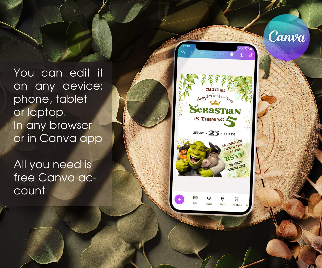 Shrek customizable invitation template | Share or Print | BP338