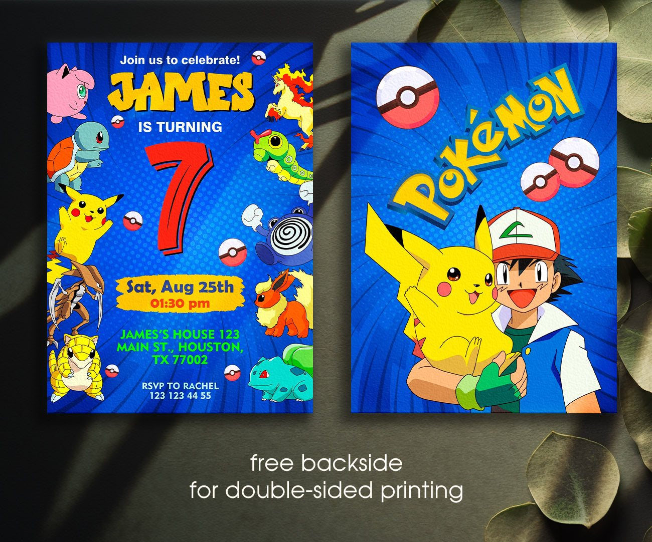 Pokemon Pikachu customizable invitation template | Share or Print | RB730