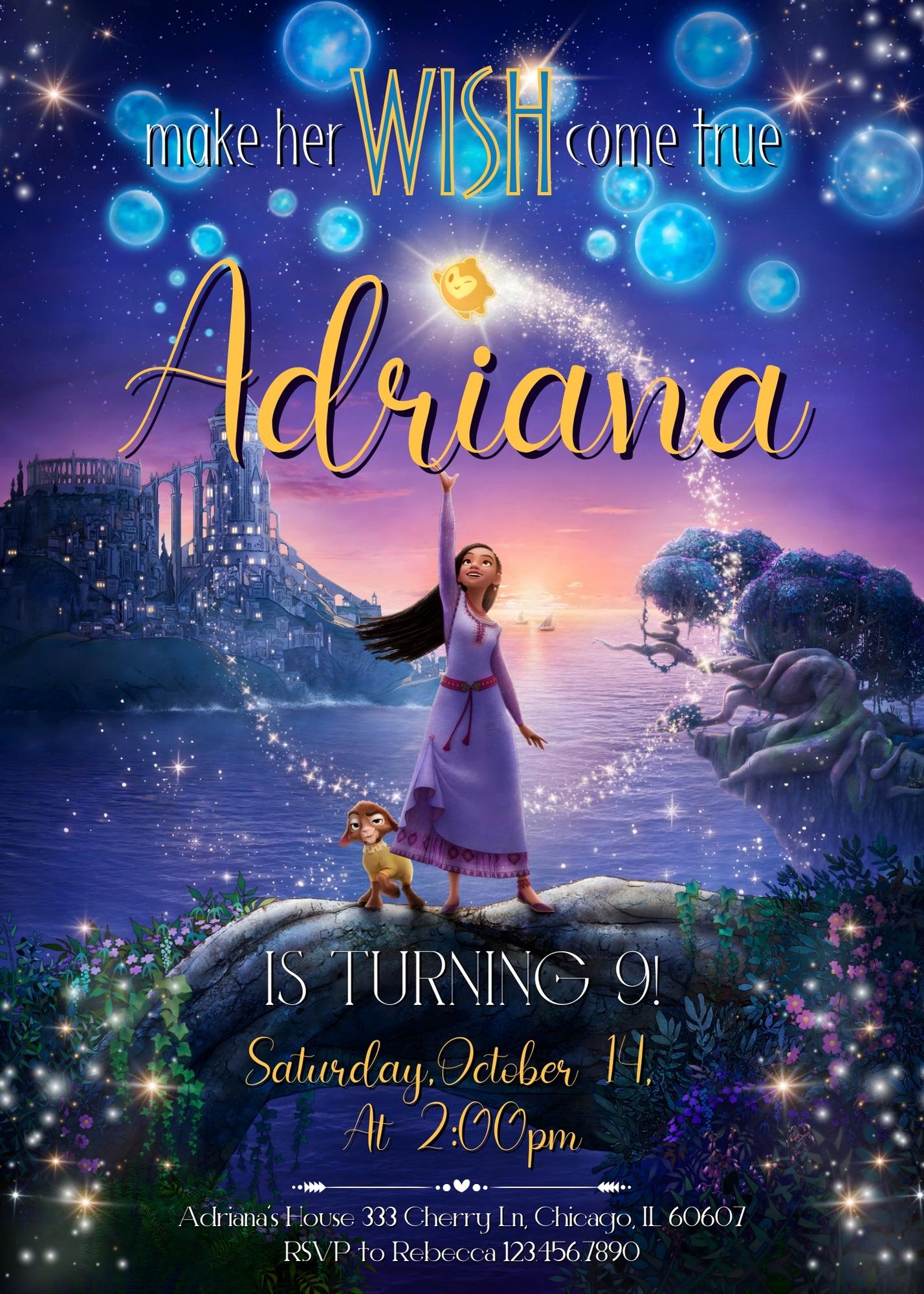 Wish Magic Asha customizable invitation template | Share or Print | girl | GM115