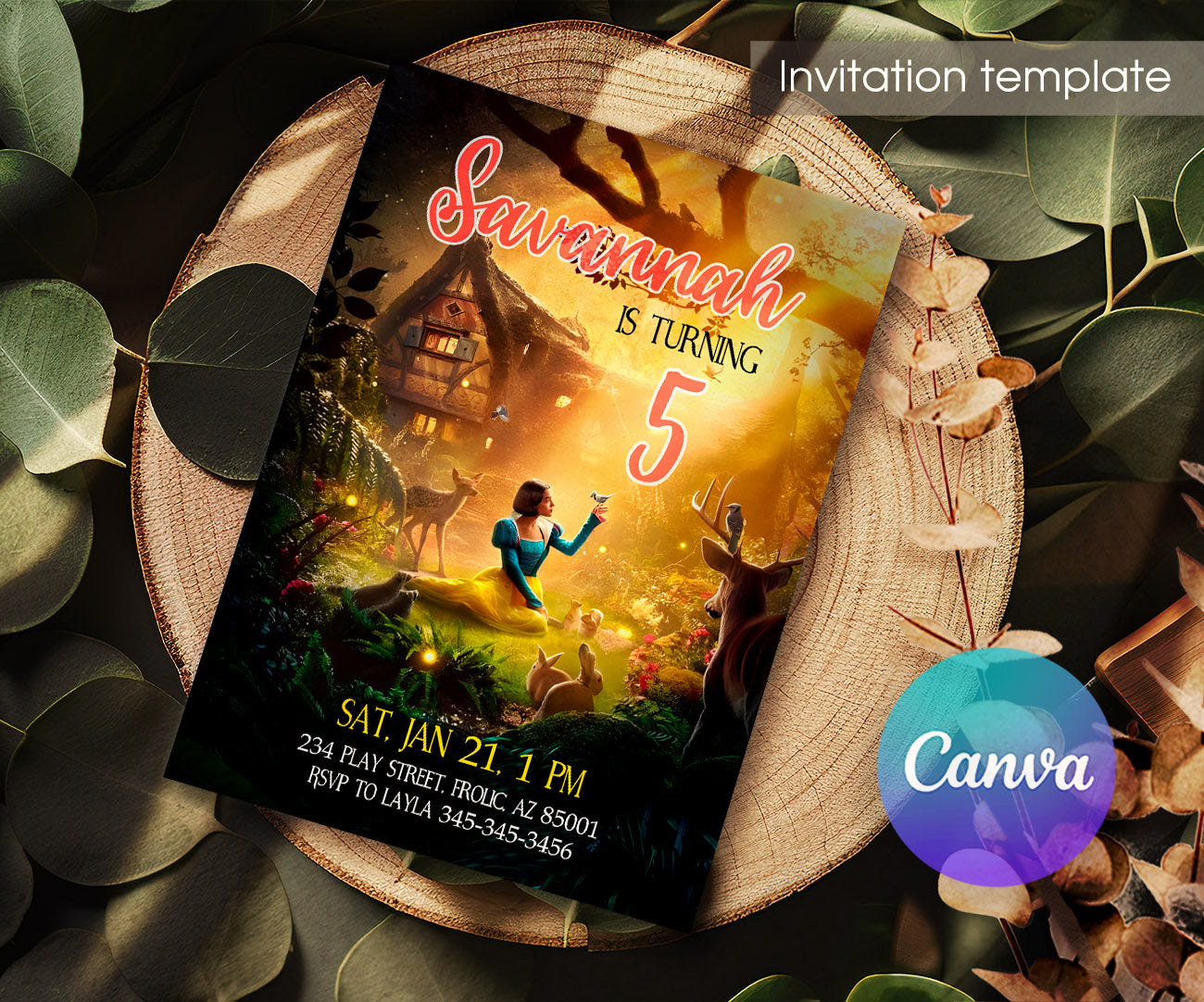 Snow White Musical Disney Princess customizable invitation template | Share or Print | IN275