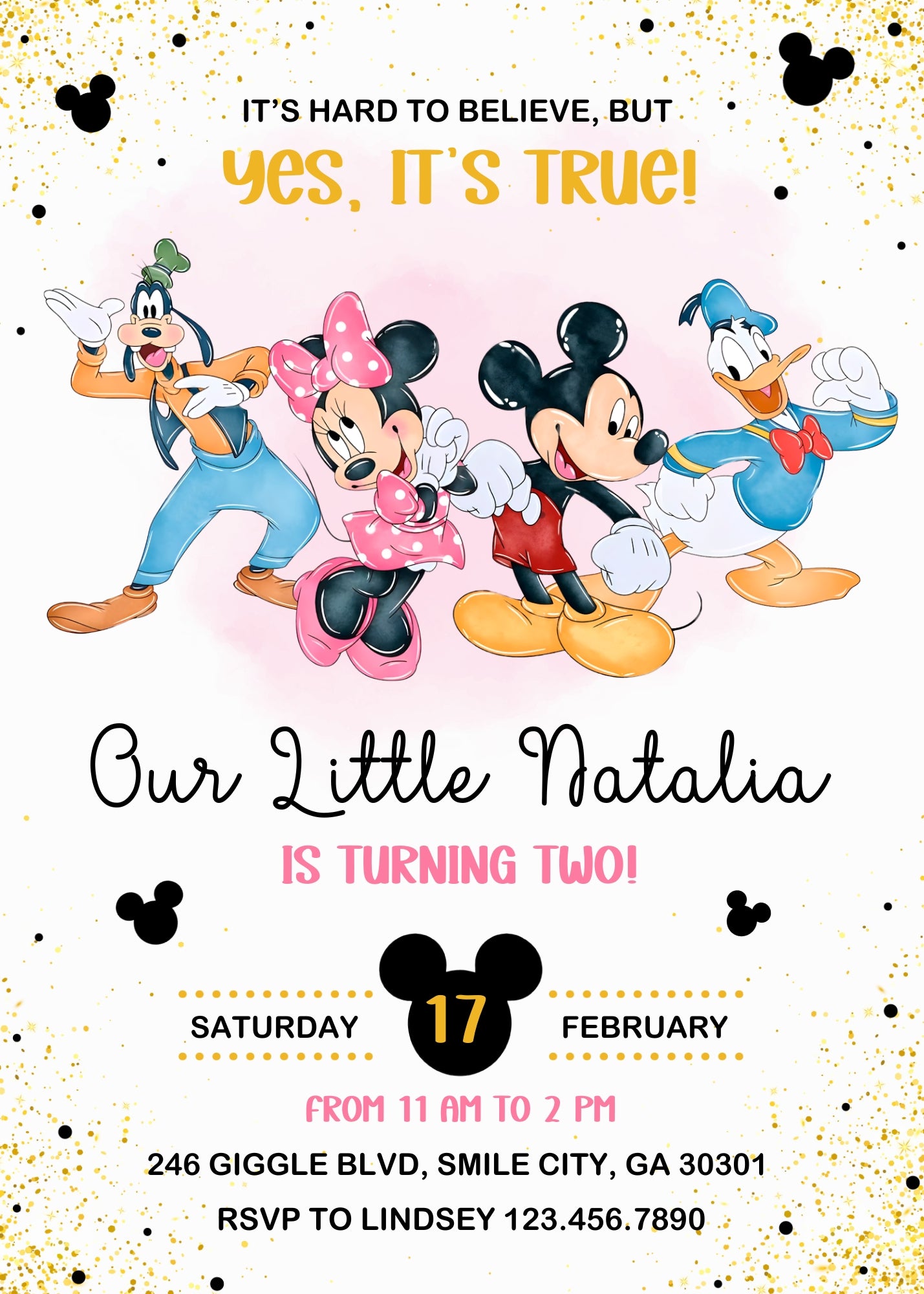 Mickey Mouse and Friends customizable invitation template | Share or Print | WX174
