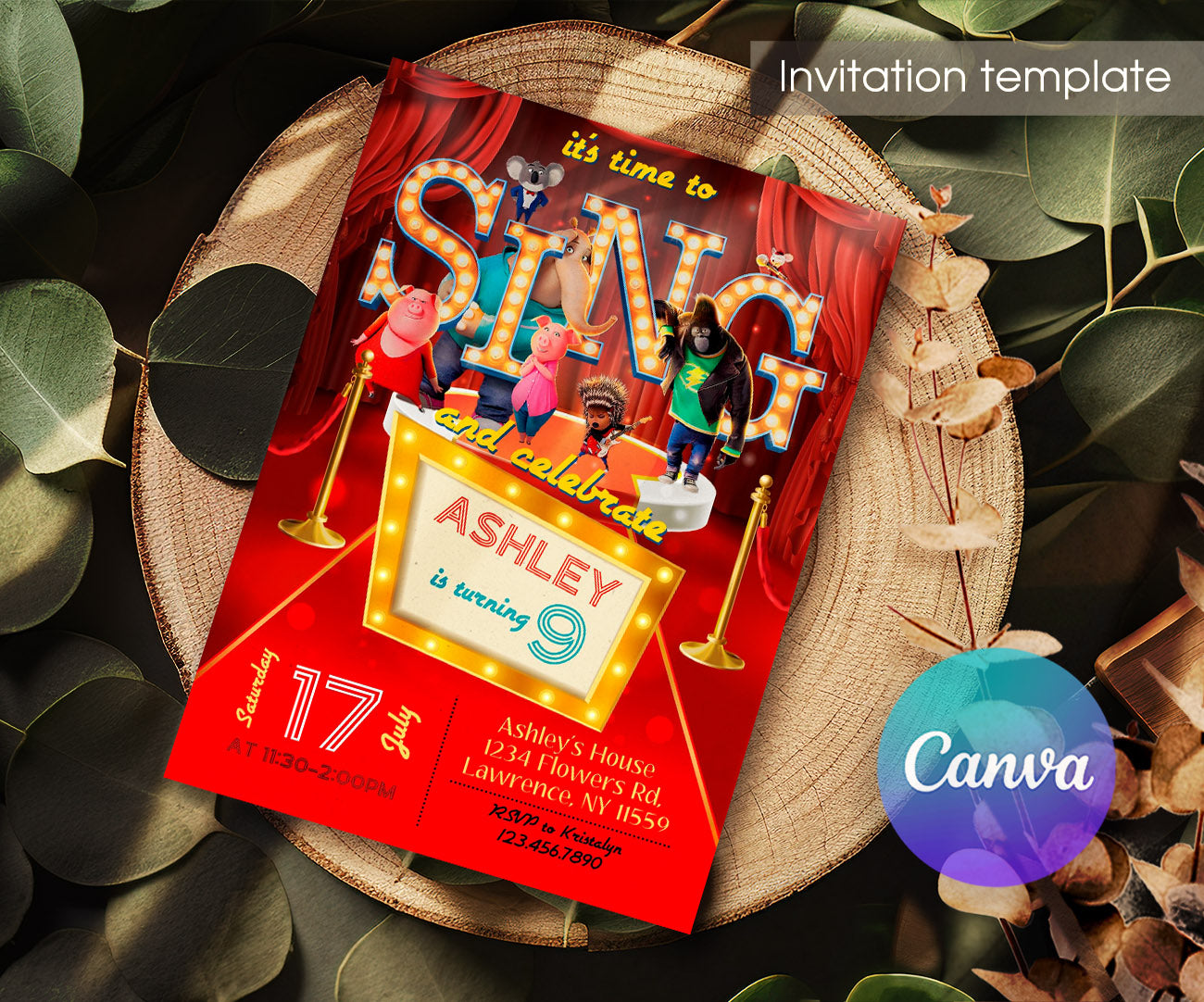 Sing Two Karaoke customizable invitation template | Share or Print | FR136
