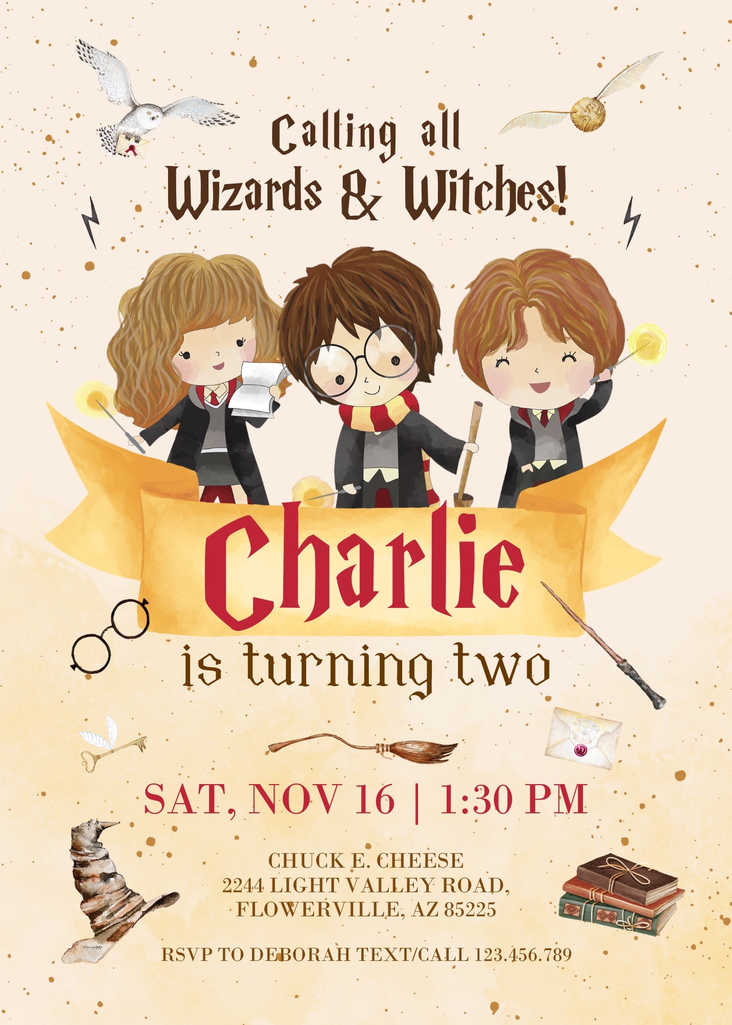 Harry Potter customizable invitation template | Share or Print | JX472