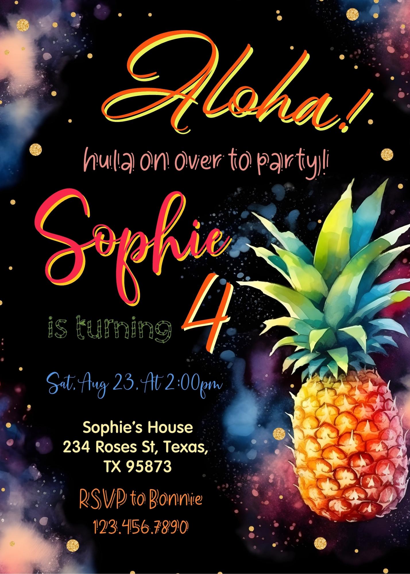 Aloha Luau Party customizable invitation template | Share or Print | girl | YL939