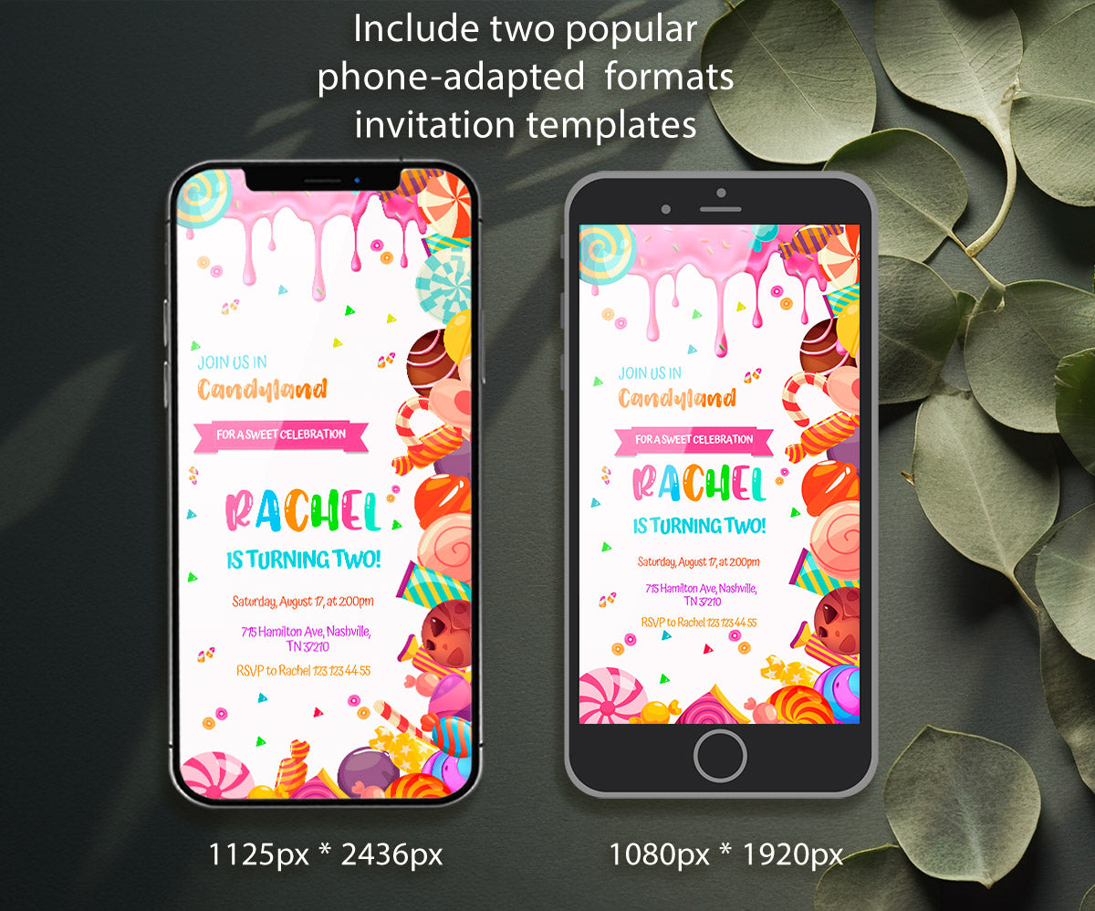 Candy Land Lollipop customizable invitation template | Share or Print | girl | EI101